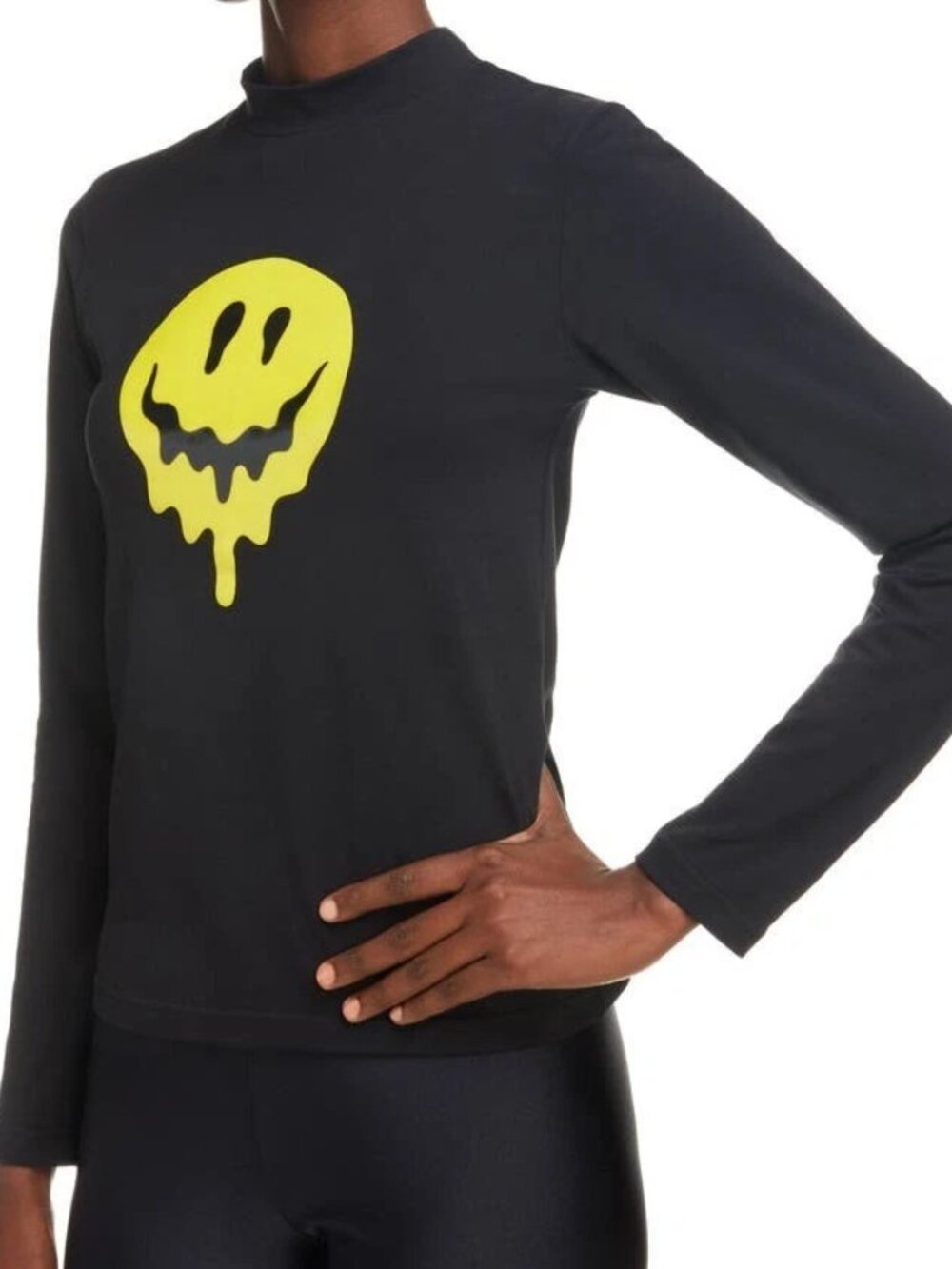 Balenciaga NWOT Acid Melting Smiley Face Long Sleeve Mock Neck Top S
